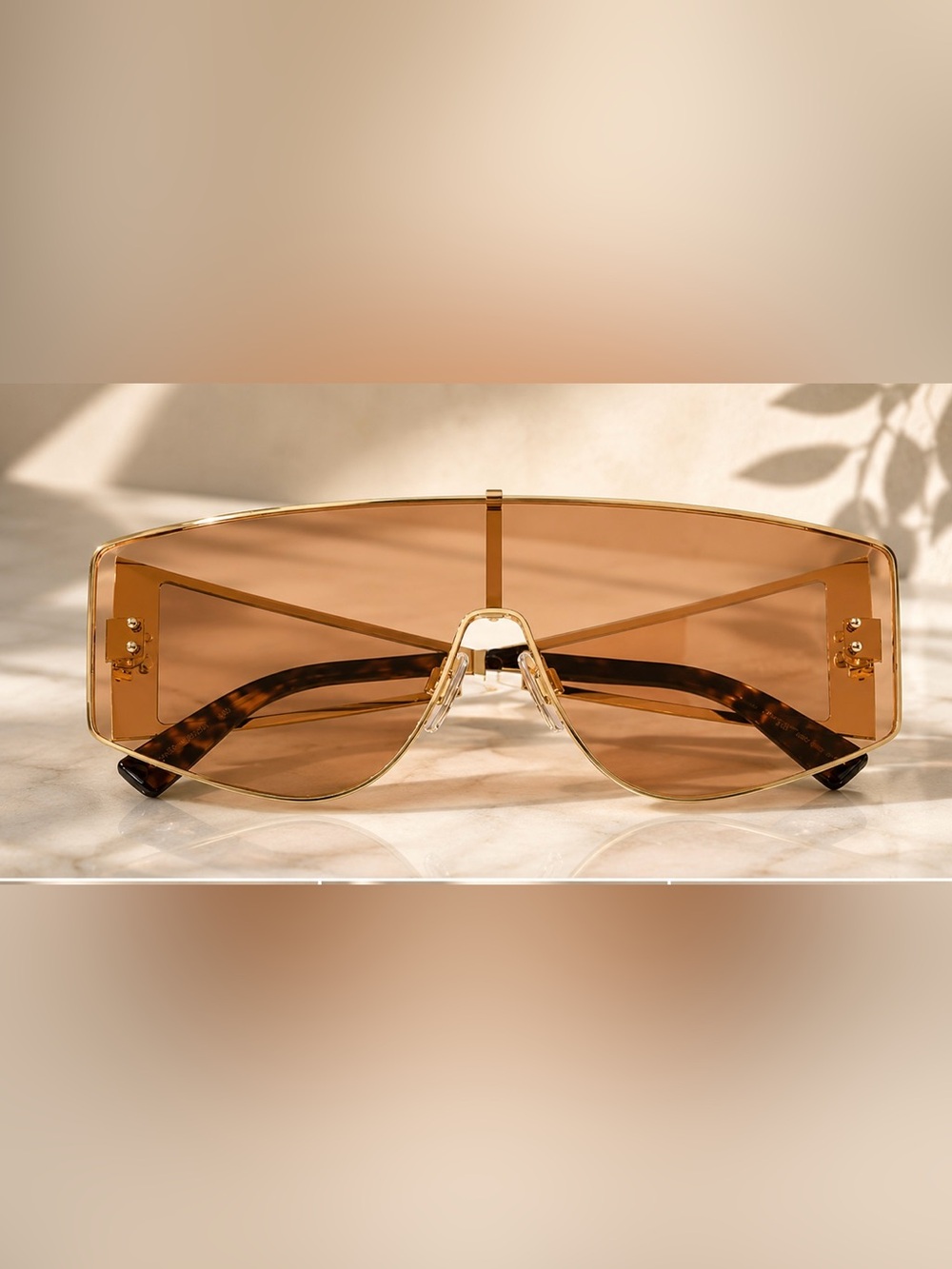 Dolce & Gabbana Oversized Shield Sunglasses in Brown and Gold